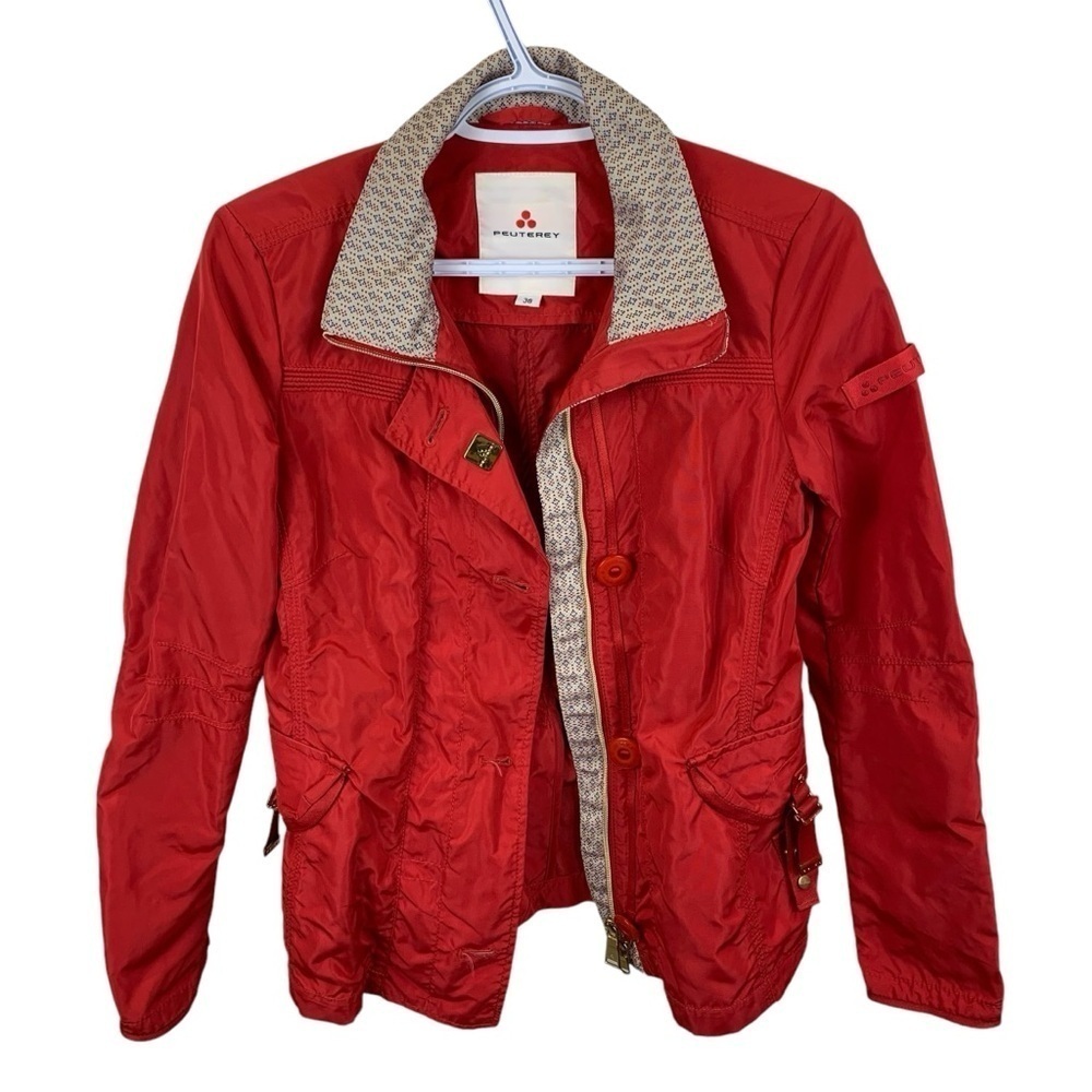 Peuterey sz 38 (XS) Red North Sea Water Resistant Women's Jacket Gold Accents